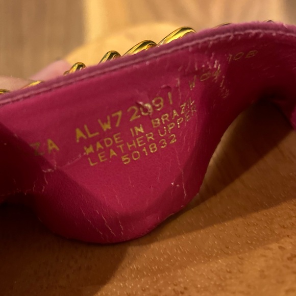 Vintage Ralph Lauren - Y2K pink suede wooden slip on sandals -SZ 10 - Picture 4 of 6